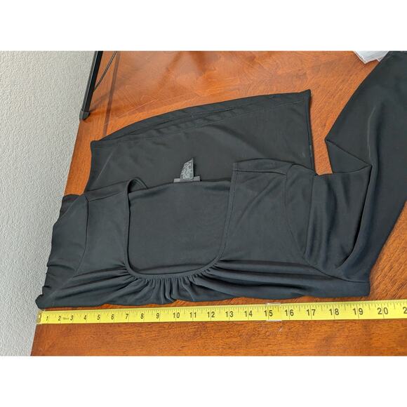 The Limited Sheer Blouse M Black Pleated Long Open Sleeve Crew Neck Shirt Office - Picture 7 of 9